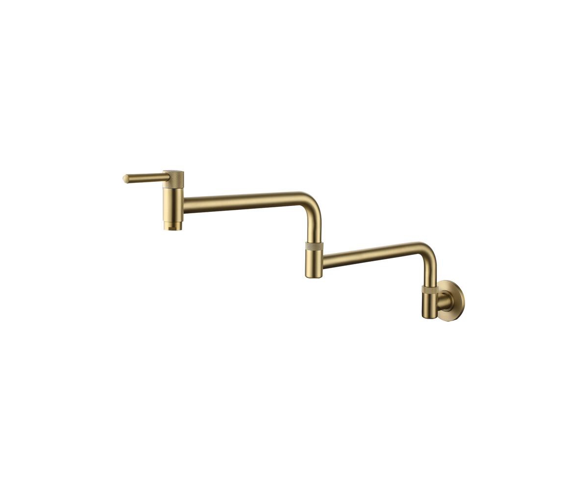 1.8 Flow Wall Mount Swing Arm Folding Pot Filler Kitchen Faucet - Brushed gold
