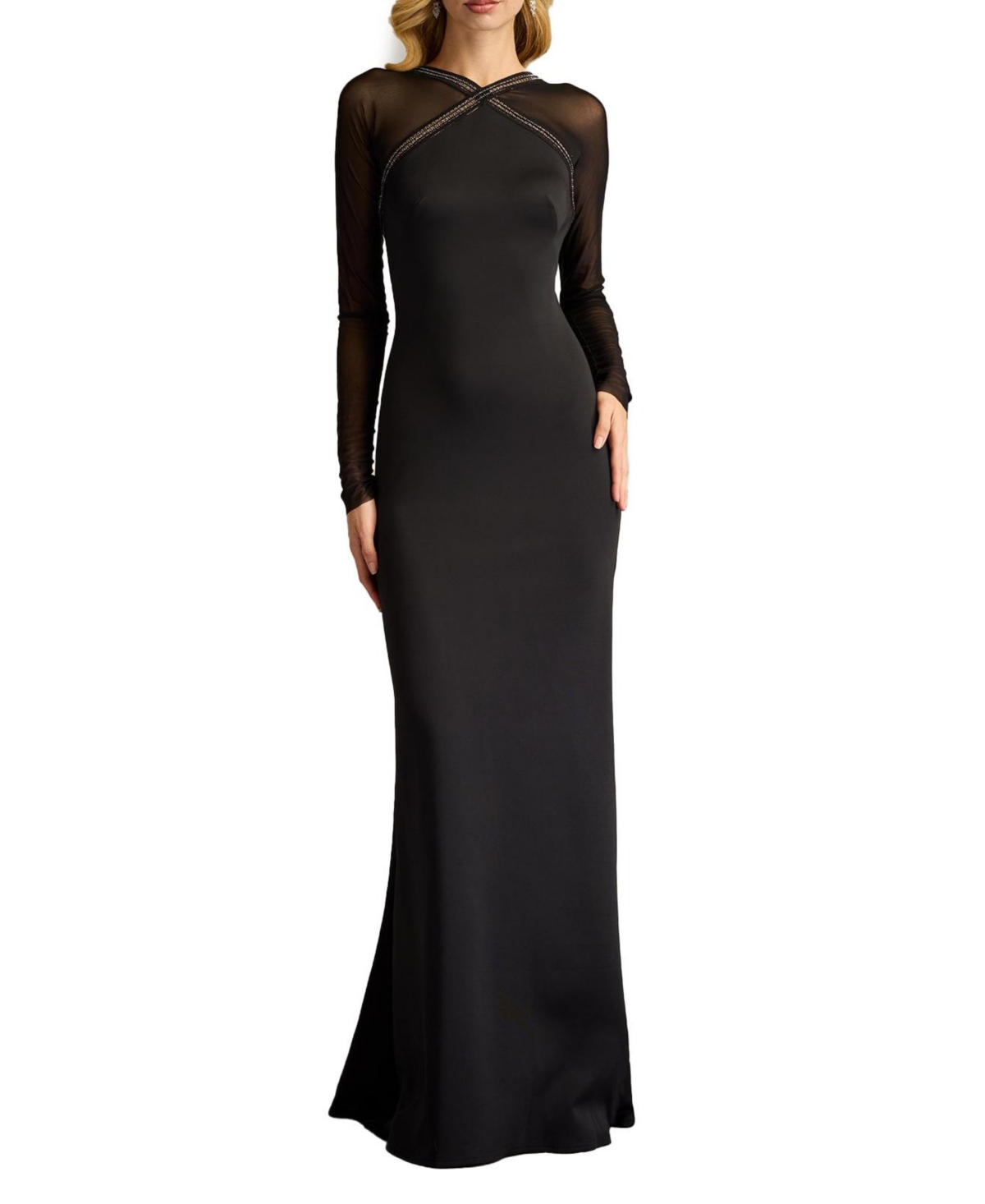Women's Savoy Sheer Sleeve Gown - Black