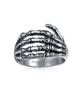 Stainless Steel Goth Biker Punk Rocker Skeleton Hand Wrap Band Ring