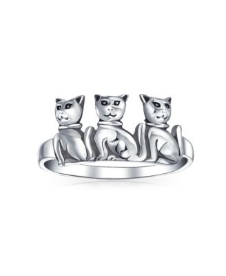 BFF Friendship Kitten Cat Band Sterling Silver Ring Best Friends