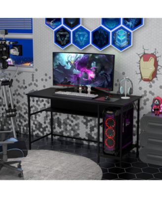 55 Inch Computer Desk with 4 Power Outlets and CPU Stand