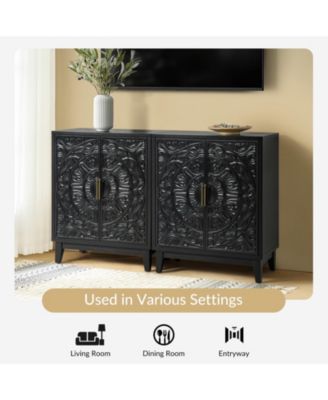 Eusebio Traditional Accent Cabinet with Hidden Drawer and Tapered Legs