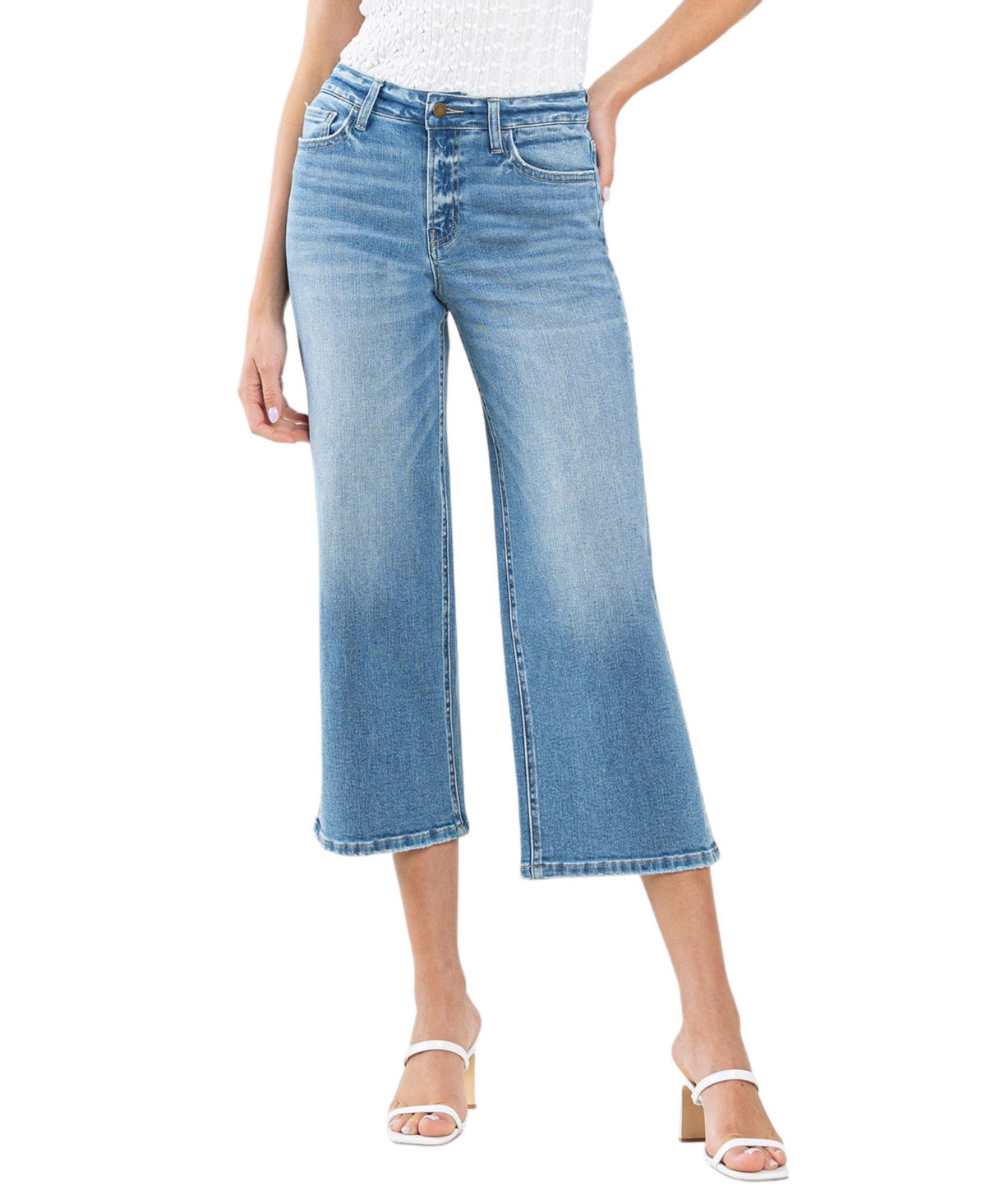 Women's High Rise Crop Wide Leg Jeans - Beckoned blue