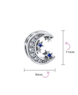 Celestial Crescent Moon Star Charm Bead in Sterling Silver European Bracelets