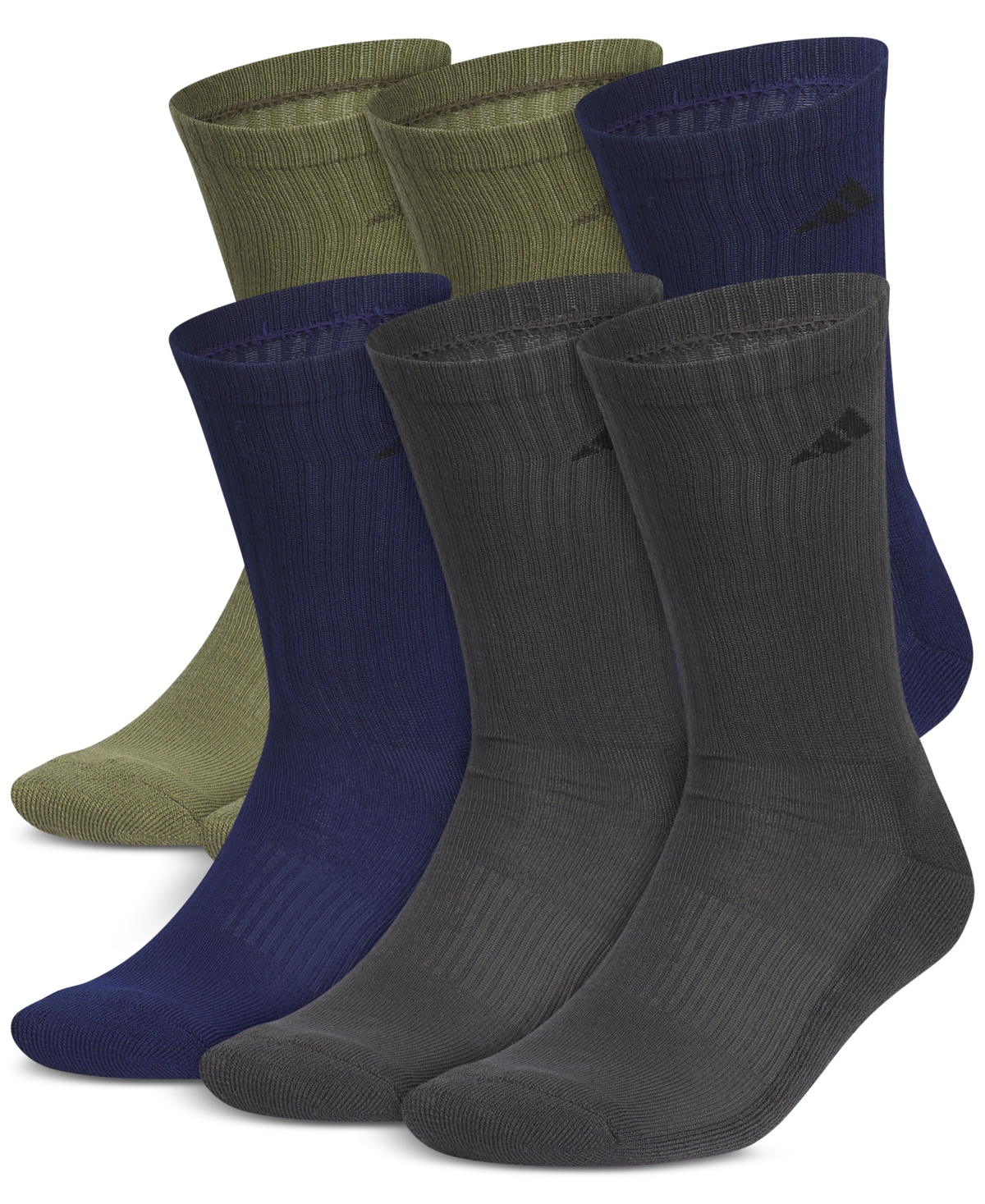Men's 6pk. Athletic Cushioned Crew Socks - Olive Strata Green/dark Blue/carbon Grey