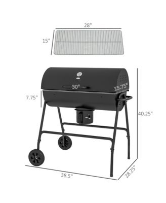 Barrel Charcoal BBQ Grill, Wheeled Barbecue,