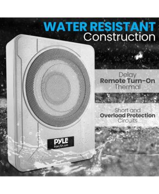 8” 600W Slim Active Marine Subwoofer, Low-Profile, Waterproof Design