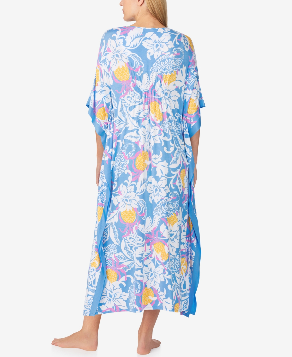 Ellen Tracy Women's Short 3/4 Sleeve Caftan In Blue Multi