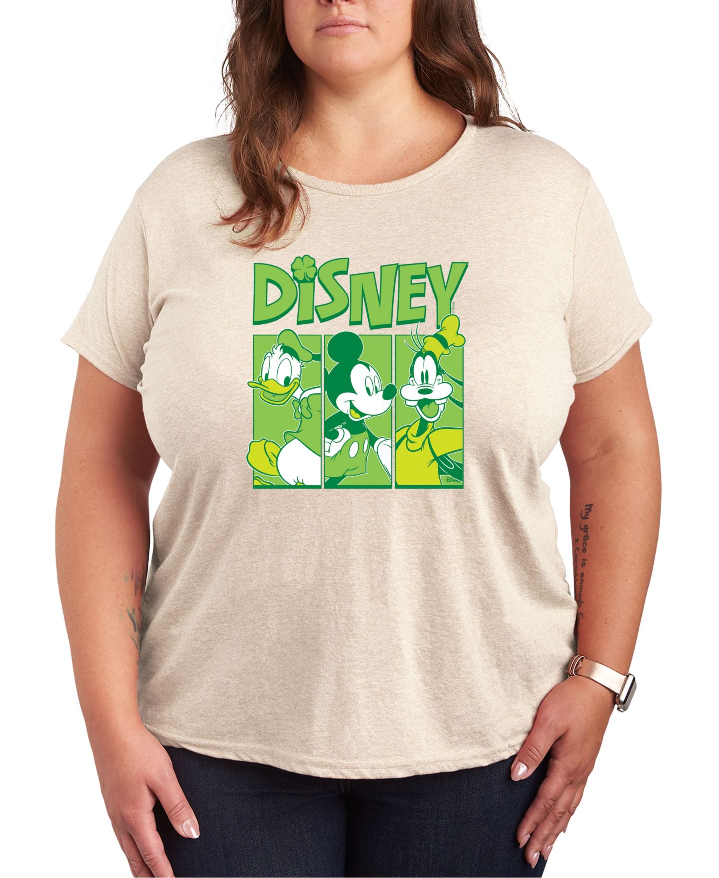 Женский свитер Hybrid Apparel Plus Size Disney Donald Duck Graphic Pullover T-shirt, цвет: Бежевый / Хаки — фото 1