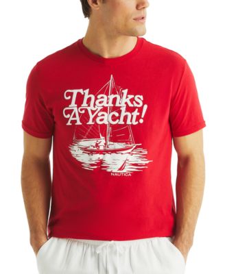 Nautica - Men's Short Sleeve Crewneck Thanks A Yacht Graphic T-Shirt