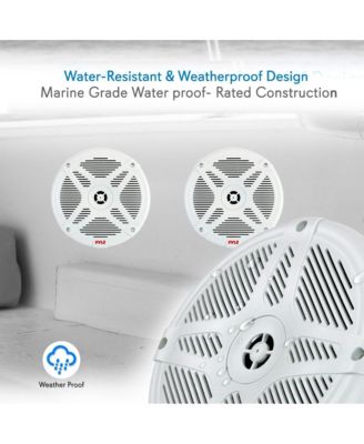 6.5" Water-Resistant Rated Marine Speakers with Wireless RF Streaming Support (Supplemental Speakers for Model: 'PLMRF65MW')