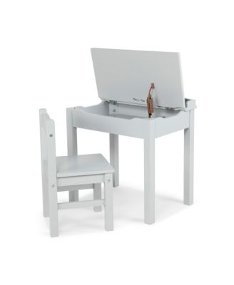 Wooden Lift-Top Desk and Chair