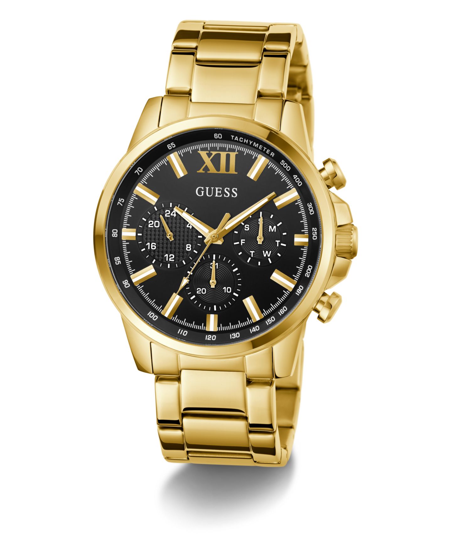 Многофункциональные наручные часы Guess из нержавеющей стали золотистого цвета, 44 мм — фото 5