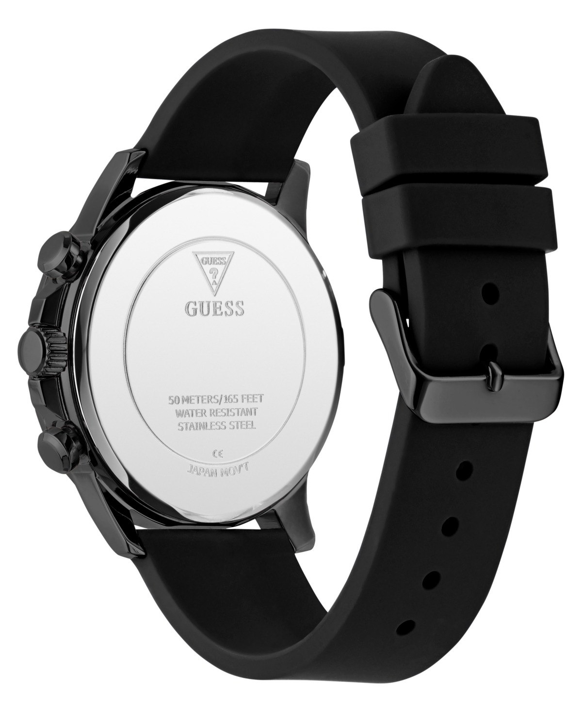 Guess Men's Multi-function Black Silicone Watch, 44mm In Black