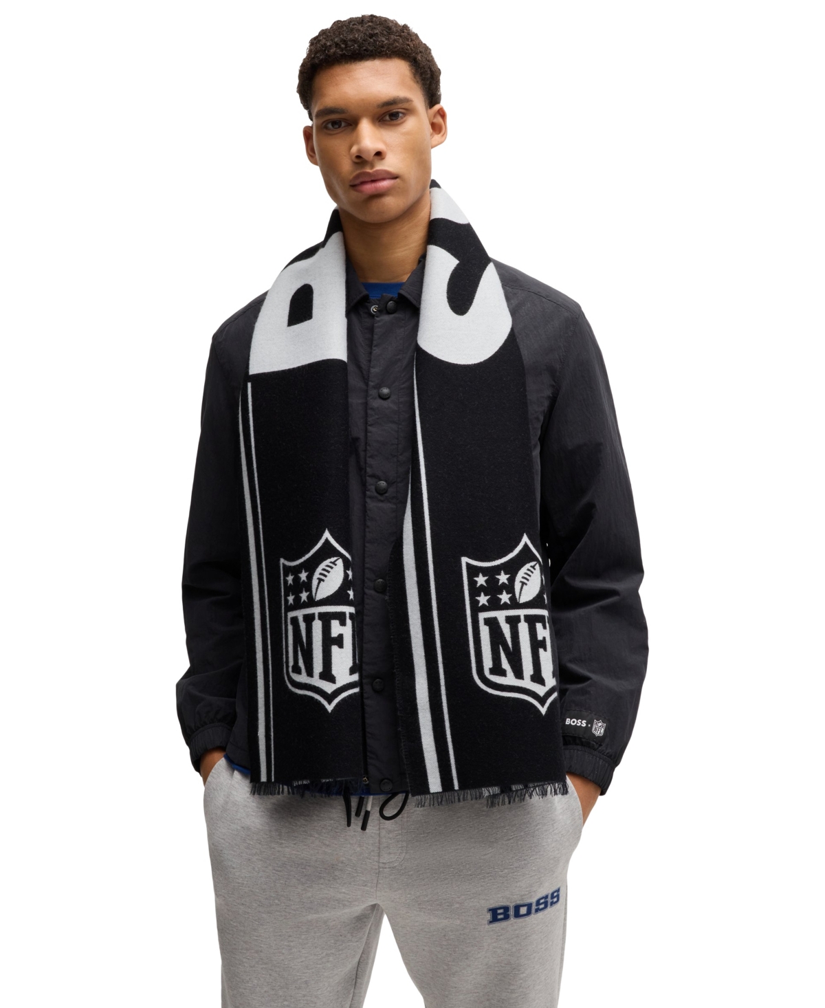 Hugo Boss X Nfl Men's Jacquard Scarf In Black