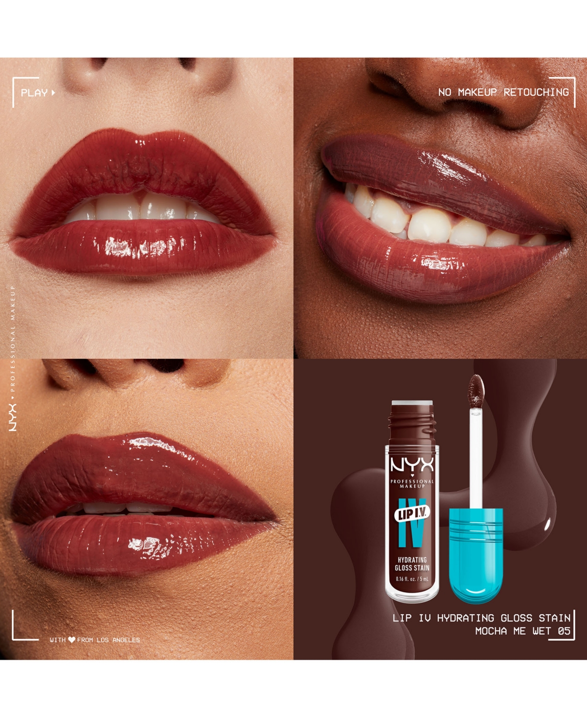 Nyx Professional Makeup Lip Iv Hydrating Gloss Stain In Mocha Me Wet
