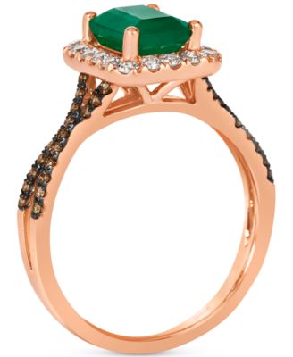 New Emerald (1-1/5 ct. t.w.) & Diamond (1/2 ct. t.w.) Halo Twist Ring in 14k Rose Gold