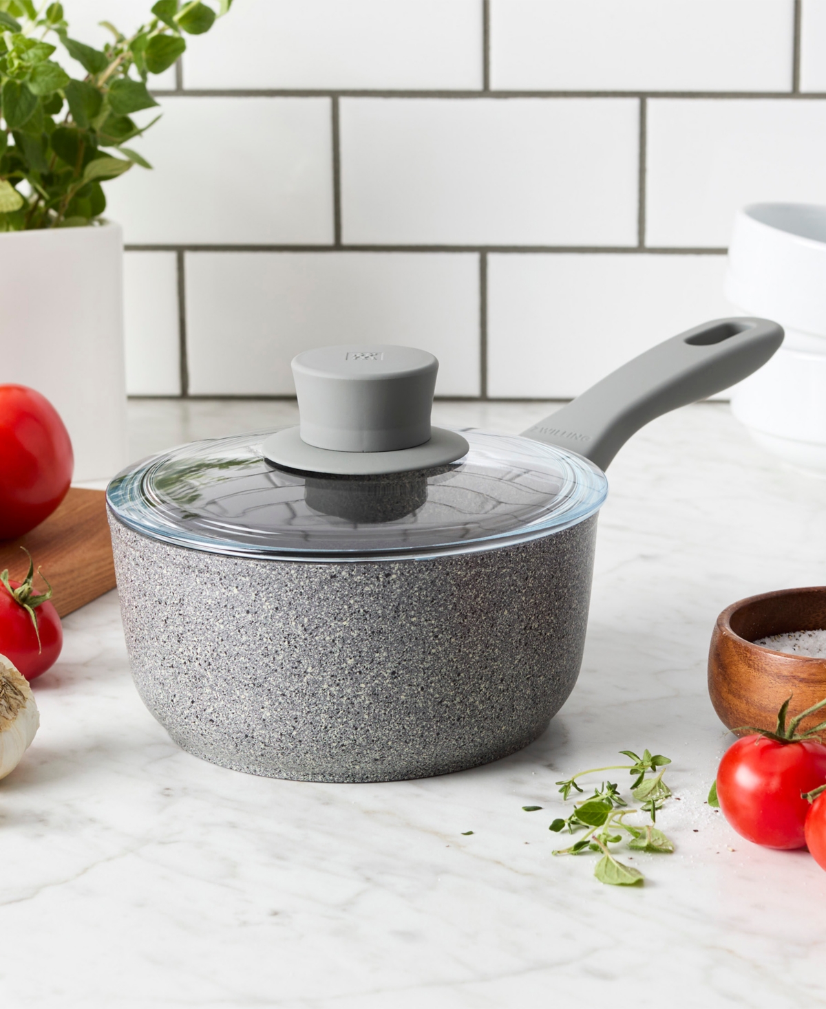 Zwilling Parma Plus Aluminum Nonstick 1.5 Qt Saucepan With Lid In Gray
