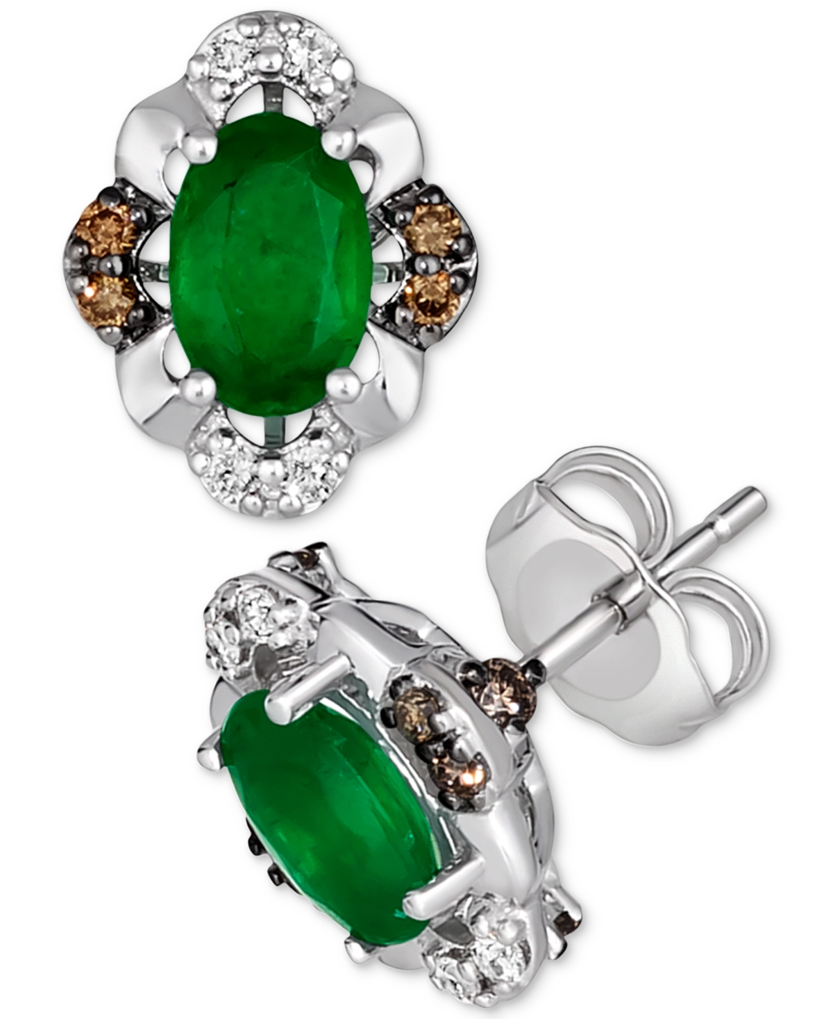 Le Vian New Emerald (5/8 Ct. T.w.) & Diamond (1/4 Ct. T.w.) Oval Stud Earrings In 14k White Gold In White Gold