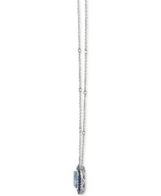 Aquamarine (2-1/2 ct. t.w.), Sapphire (5/8 ct. t.w.) & Vanilla Diamond (3/8 ct. t.w.) Pendant 19" Necklace in Platinum