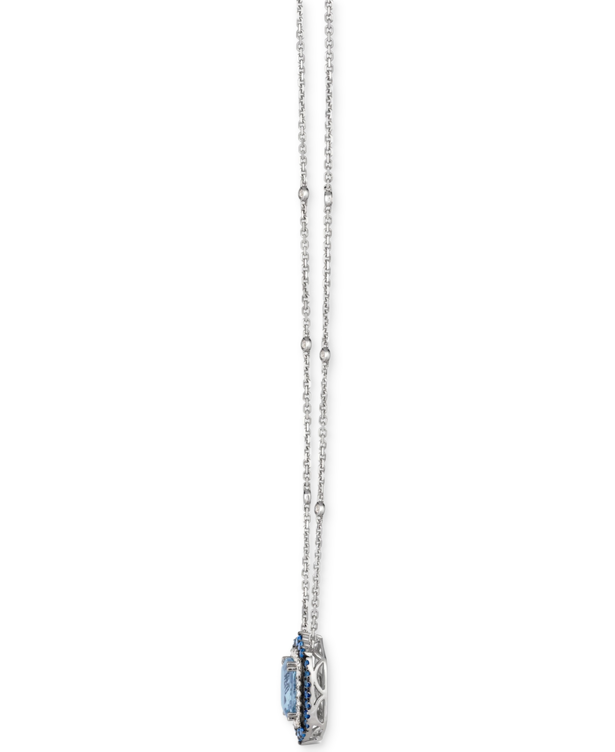 Le Vian Aquamarine (2-1/2 Ct. T.w.), Sapphire (5/8 Ct. T.w.) & Vanilla Diamond (3/8 Ct. T.w.) Pendant 19" Ne In Platinum
