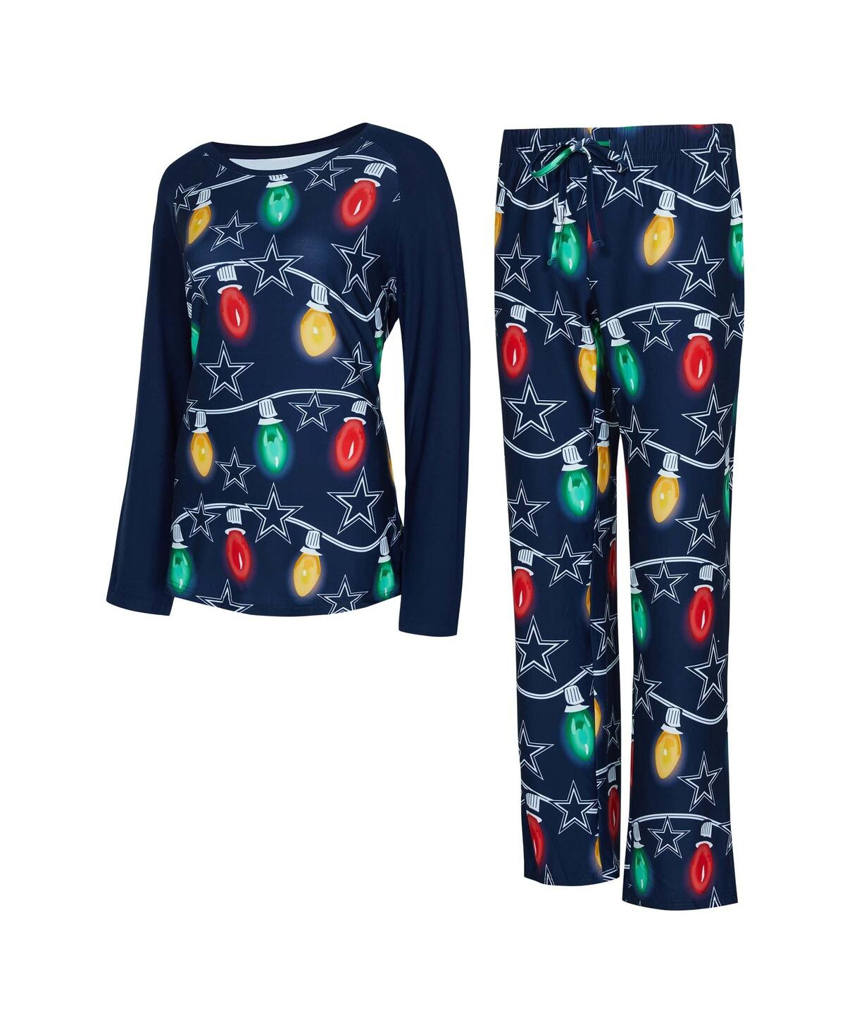 Women's Navy Dallas Cowboys Garland Knit Pajama Set - Navy