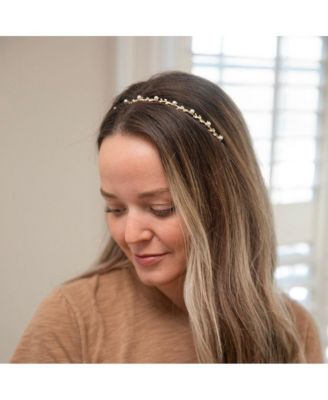 Thin Embellished Headband - Gem Leaf