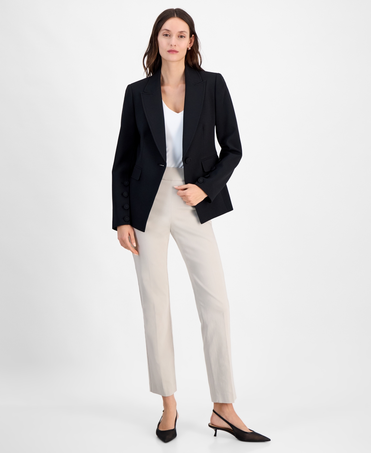 Tahari Asl Peak Lapel Jacket In Black