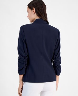 Women's Ruched-Sleeve One-Button Blazer