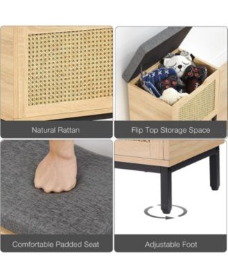 Shoe Storage Bench, Entryway Bench with Sorage Box, 2 in 1 Shoe Bench Set, Metal and Wood Shoe Rack Organizer Shelf with Cushion for Entryway, Bedroom, Hallway