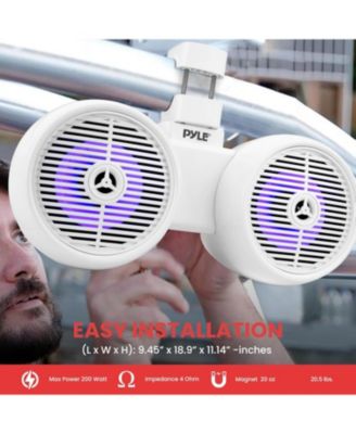 6.5'' Marine Bluetooth Wakeboard Speaker System with LED Lights, 200W, White