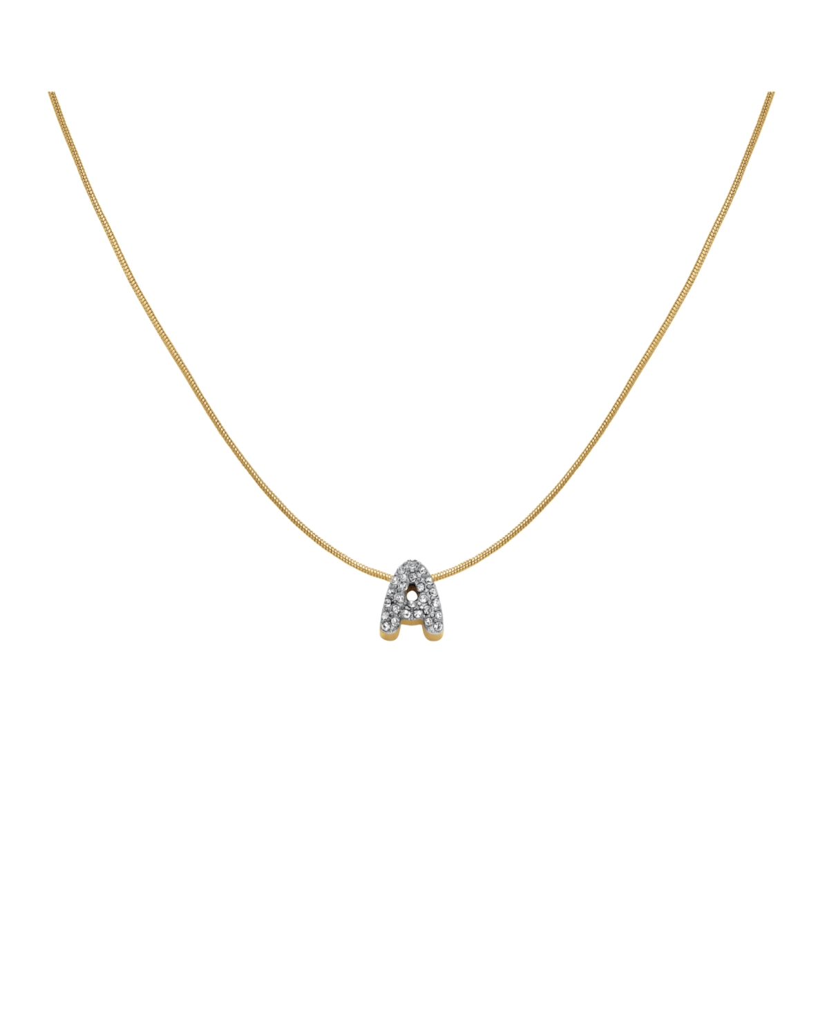 Crystal Letter Necklace In 14K Yellow Gold Plated Stainless Steel - Gold S