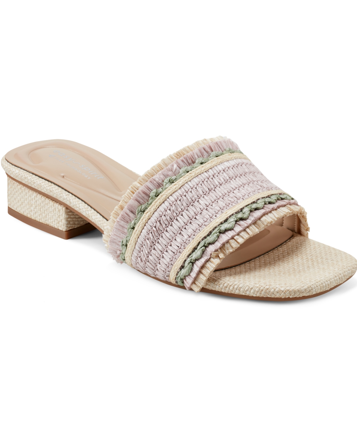 EASY SPIRIT WOMEN'S GRACIELA RAFFIA BLOCK HEEL SANDALS 