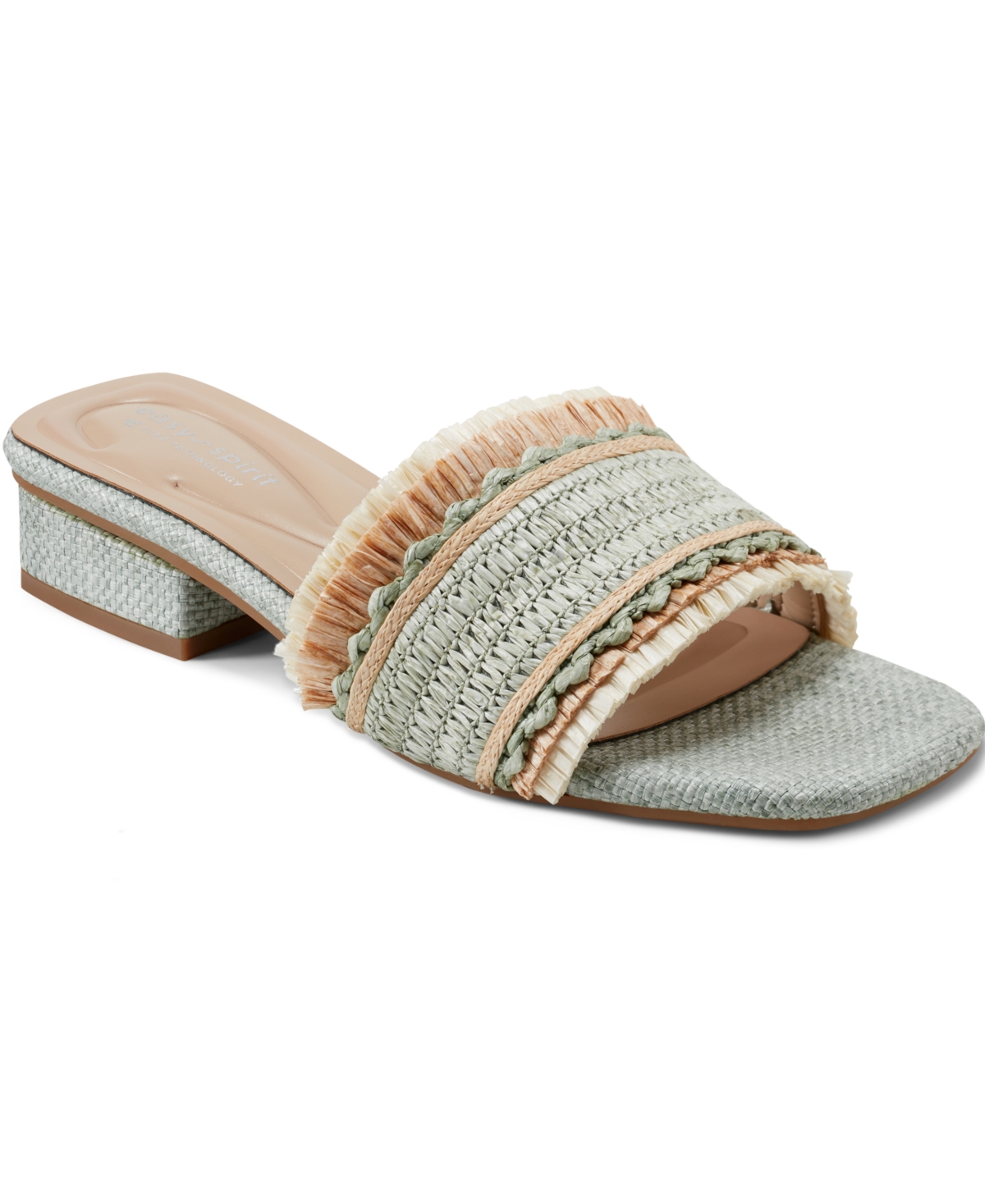 EASY SPIRIT WOMEN'S GRACIELA RAFFIA BLOCK HEEL SANDALS 