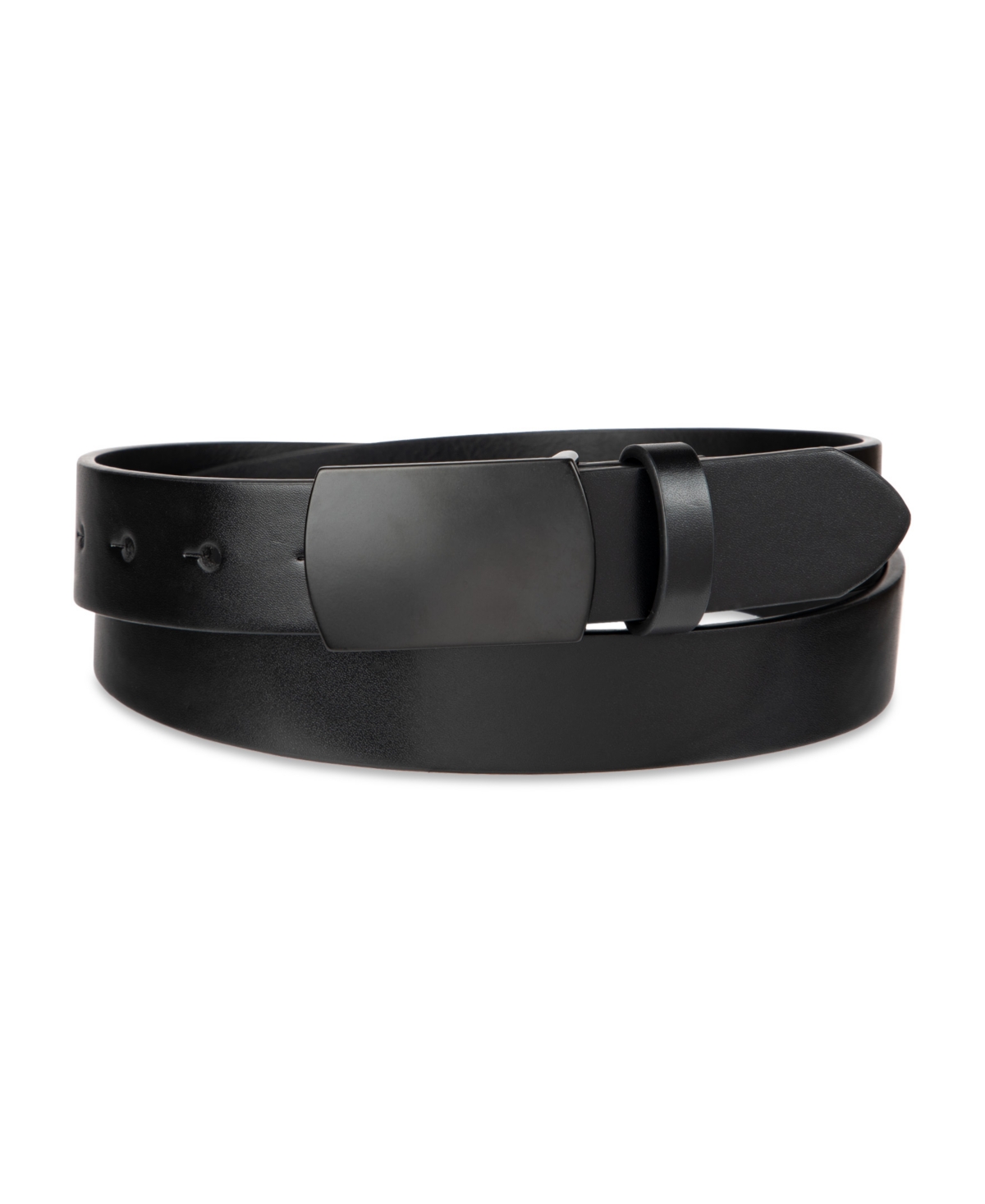 Men's Dress Casual Matte Black Plaque Buckle Belt - Black