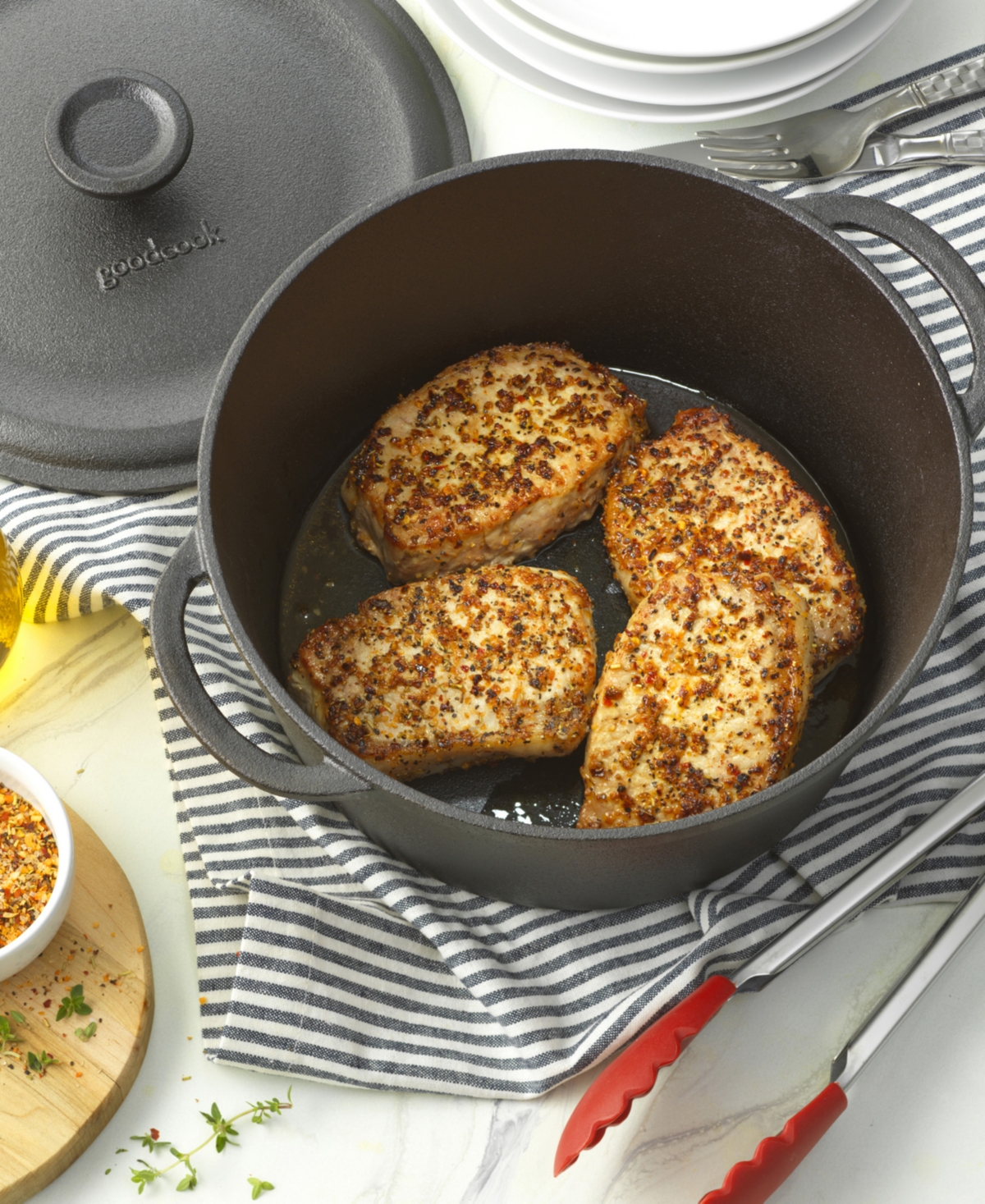 Goodcook Pre-seasoned Cast Iron 5-quart Dutch Oven In Black