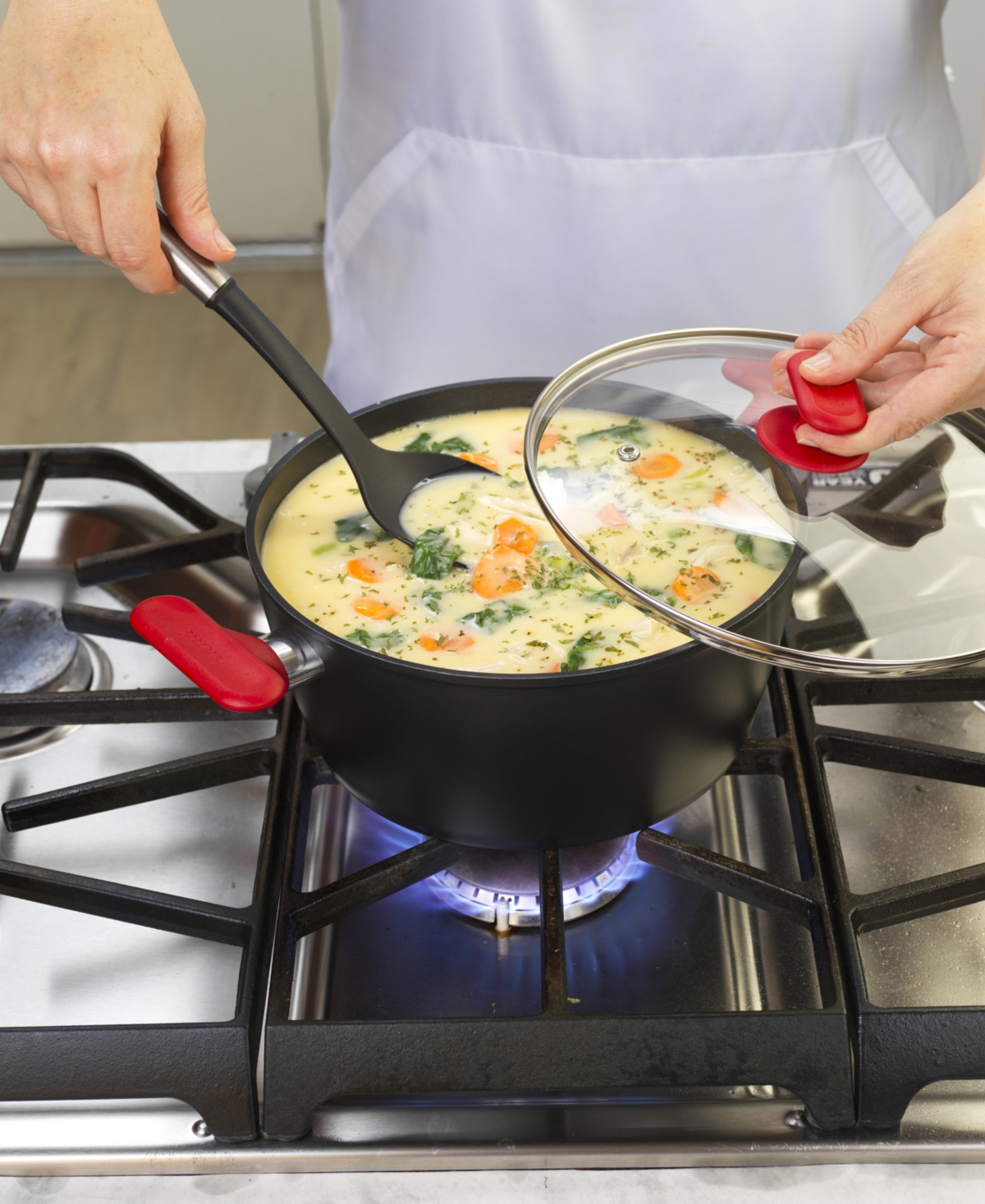 Goodcook Proease Aluminum Nonstick 4-quart Dutch Oven In Black