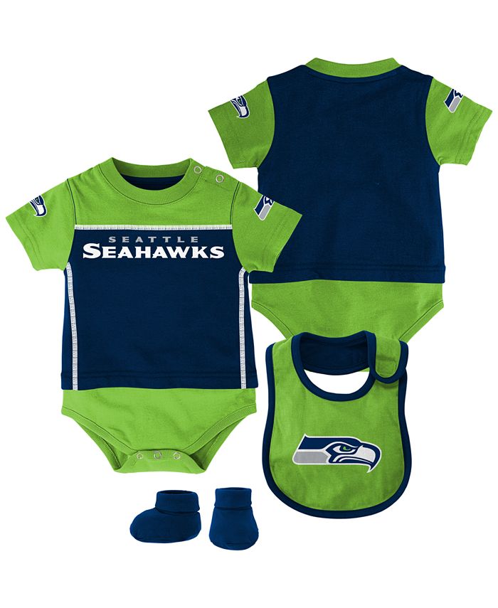 Outerstuff Babies' Seattle Seahawks Jersey Bodysuit, Bib & Bootie Set -  Macy's