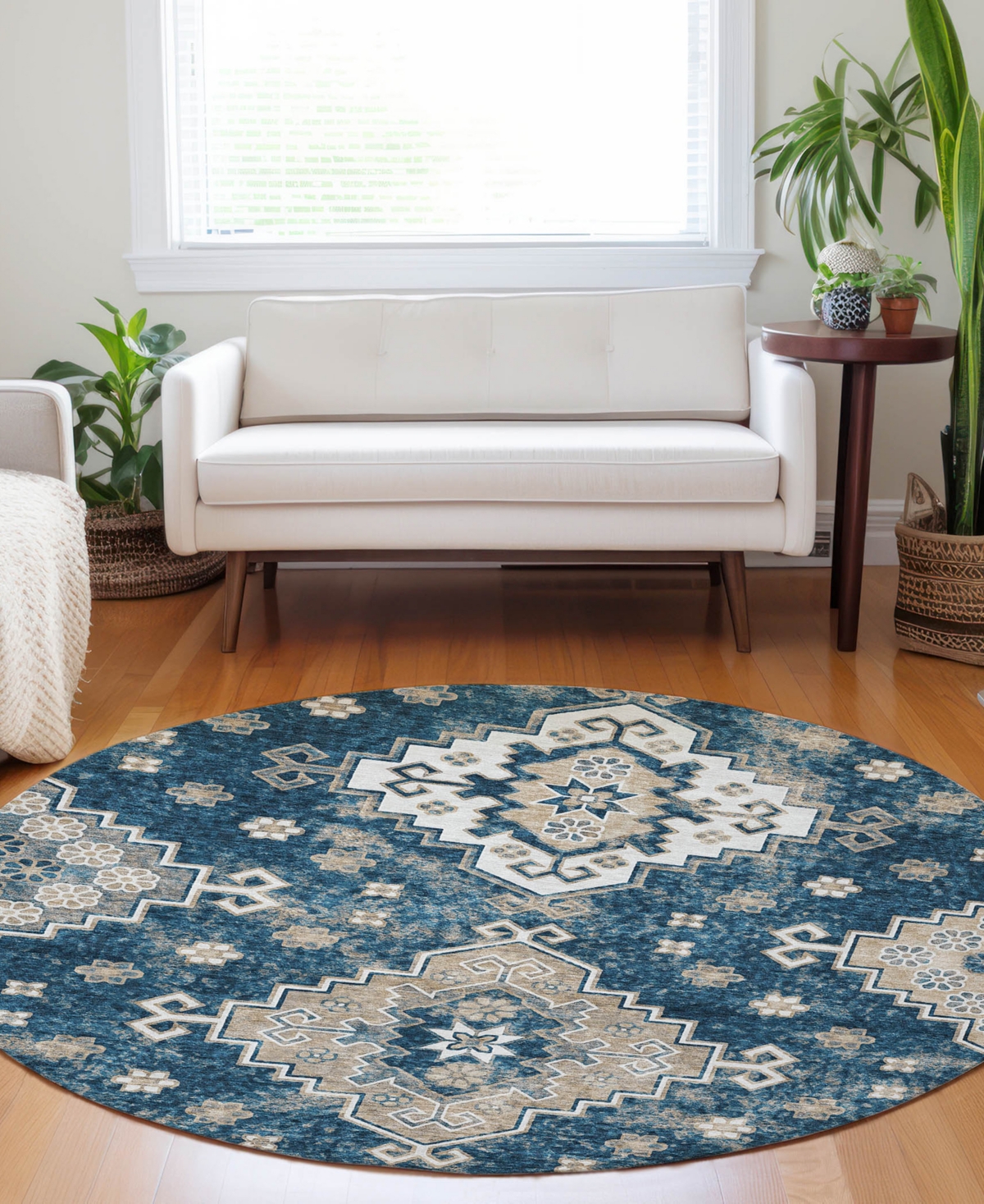 Addison Chantille Acn846 8' Round Area Rug In Navy