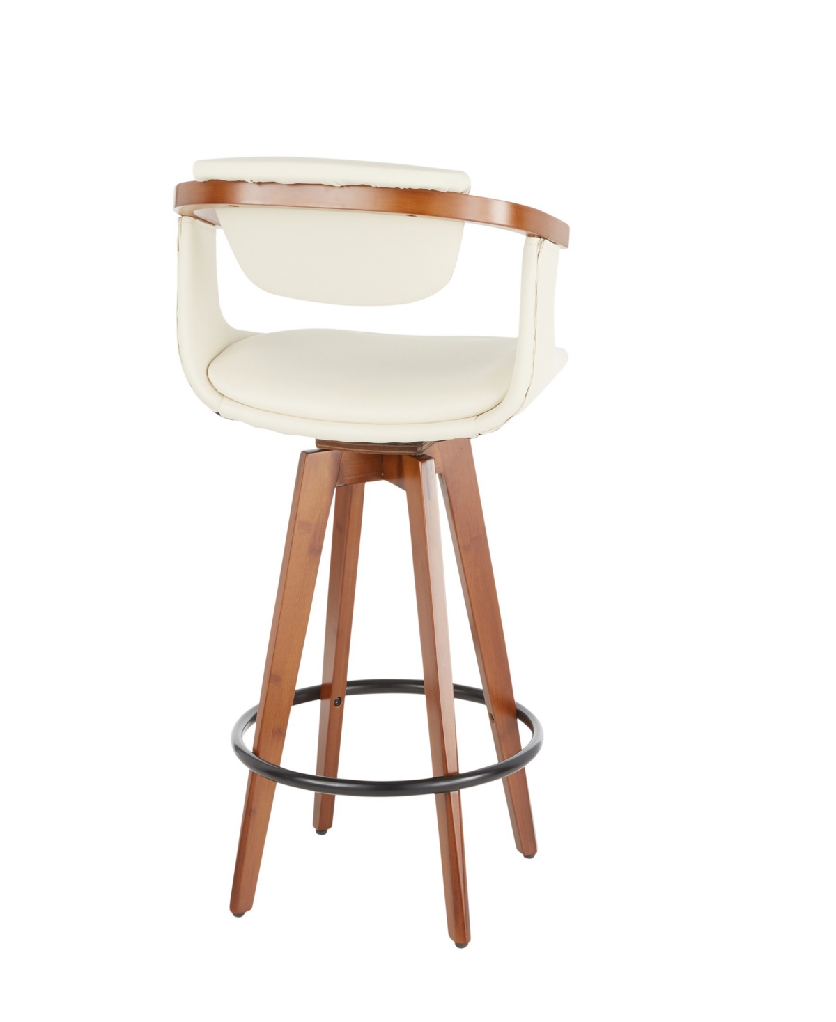Lumisource 36" Bamboo Oracle Mid-century Modern Counter Stool In Cream