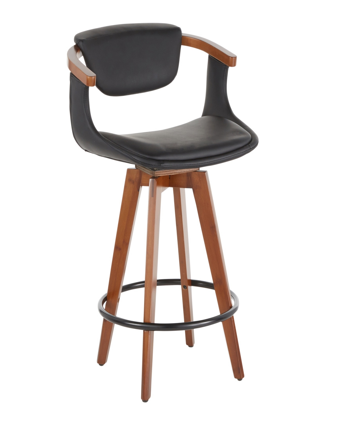 Lumisource 36" Bamboo Oracle Mid-century Modern Counter Stool In Black