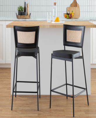 36" Metal and Rattan Tania Contemporary Counter Stool, Set of 2