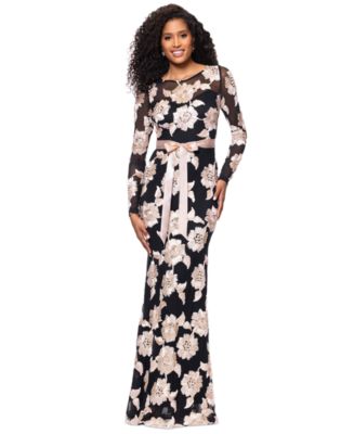 Betsy & Adam Women's Embroidered Mesh Gown - Macy's
