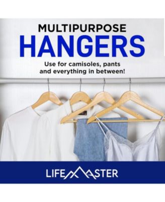 Bakken- Swiss Wooden Hanger Set - 30 Pieces Non-Slip Versatile Closet Space-Saving Hanger Set for Suit, Coat, Camisole, Jacket, Pants, and Dresses with Rotating Swivel Hook - Natural Wood