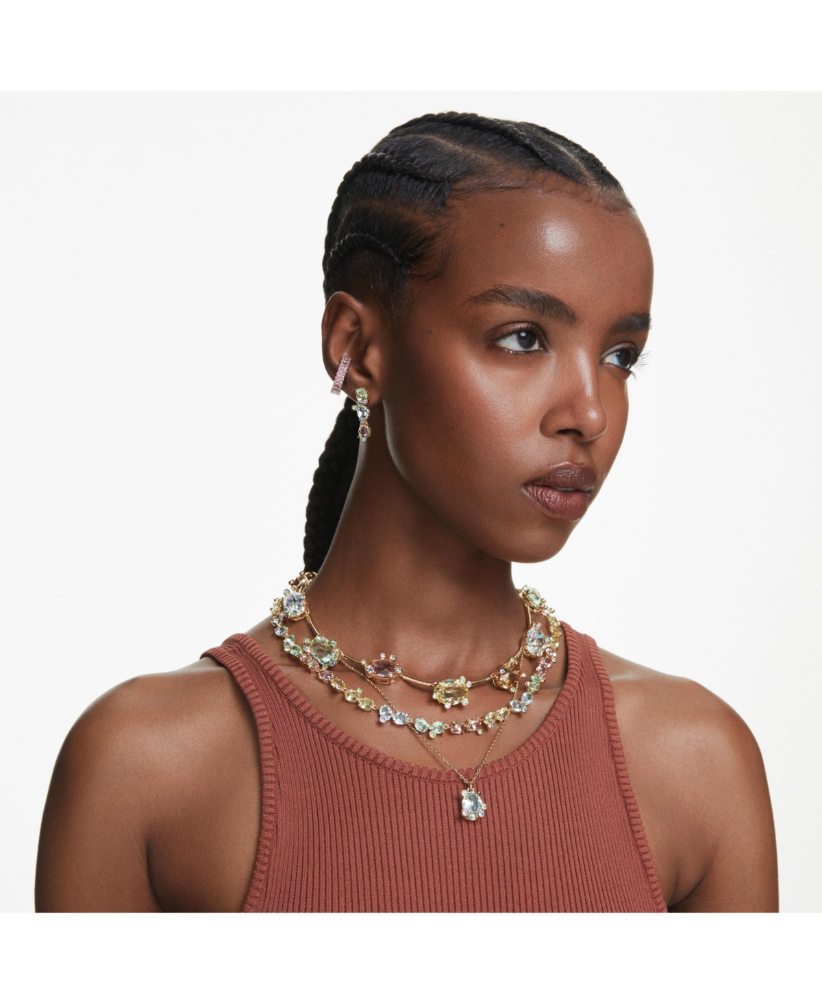 Swarovski Gema Crystal Linear Drop Earrings In Multicolored