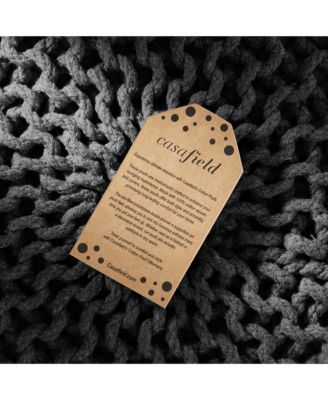 Round Pouf Ottoman, Navy Blue - 20" Dia x 14.5" High Cotton Knit Foot Stool - Boho Floor Pouffe for Living Room