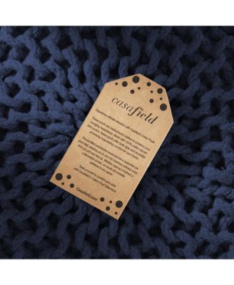 Round Pouf Ottoman, Natural - 20" Dia x 14.5" High Cotton Knit Foot Stool - Boho Floor Pouffe for Living Room