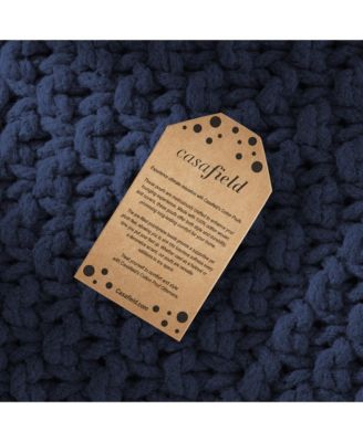 Square Pouf Ottoman, Light Gray - 18.5" W x 18.5" D x 14.5" H Cotton Knit Foot Stool - Boho Floor Pouffe for Living Room