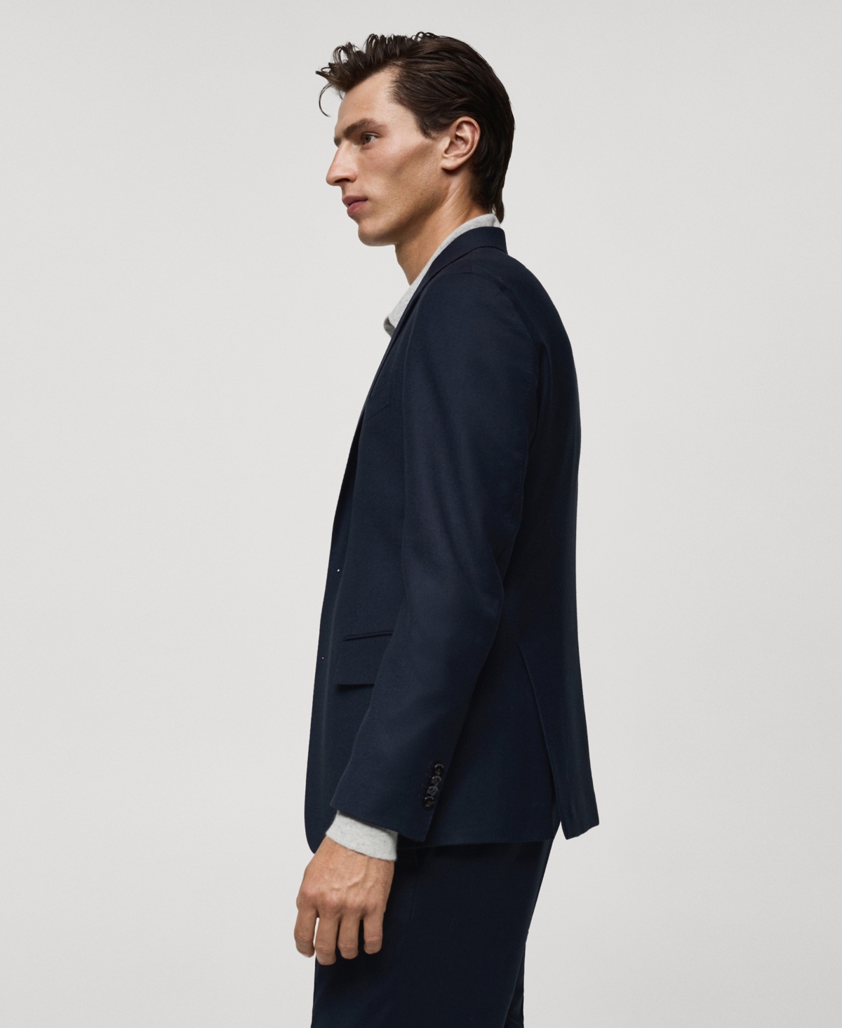 Mango Slim Fit Virgin Wool Suit Blazer In Dark Navy