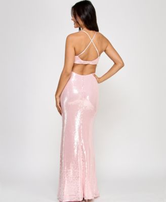 Juniors' Sequin Sweetheart Open-Back Gown, Created for Macy's
